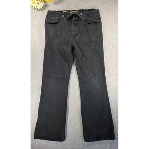 Arizona Y2K Girls Black Studded Grommet Belt Flare Jeans Size 10 Reg 2000s Mall